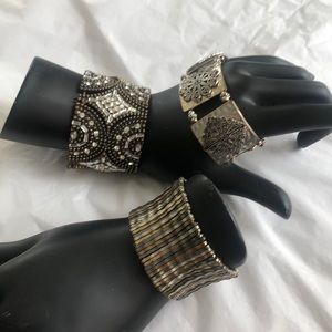 3/$15 Bracelet bangles cuff metal wide chunky 3